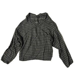 Vintage Giuseppe Women Black Striped Long Sleeve Open Neck Shirt Size Large